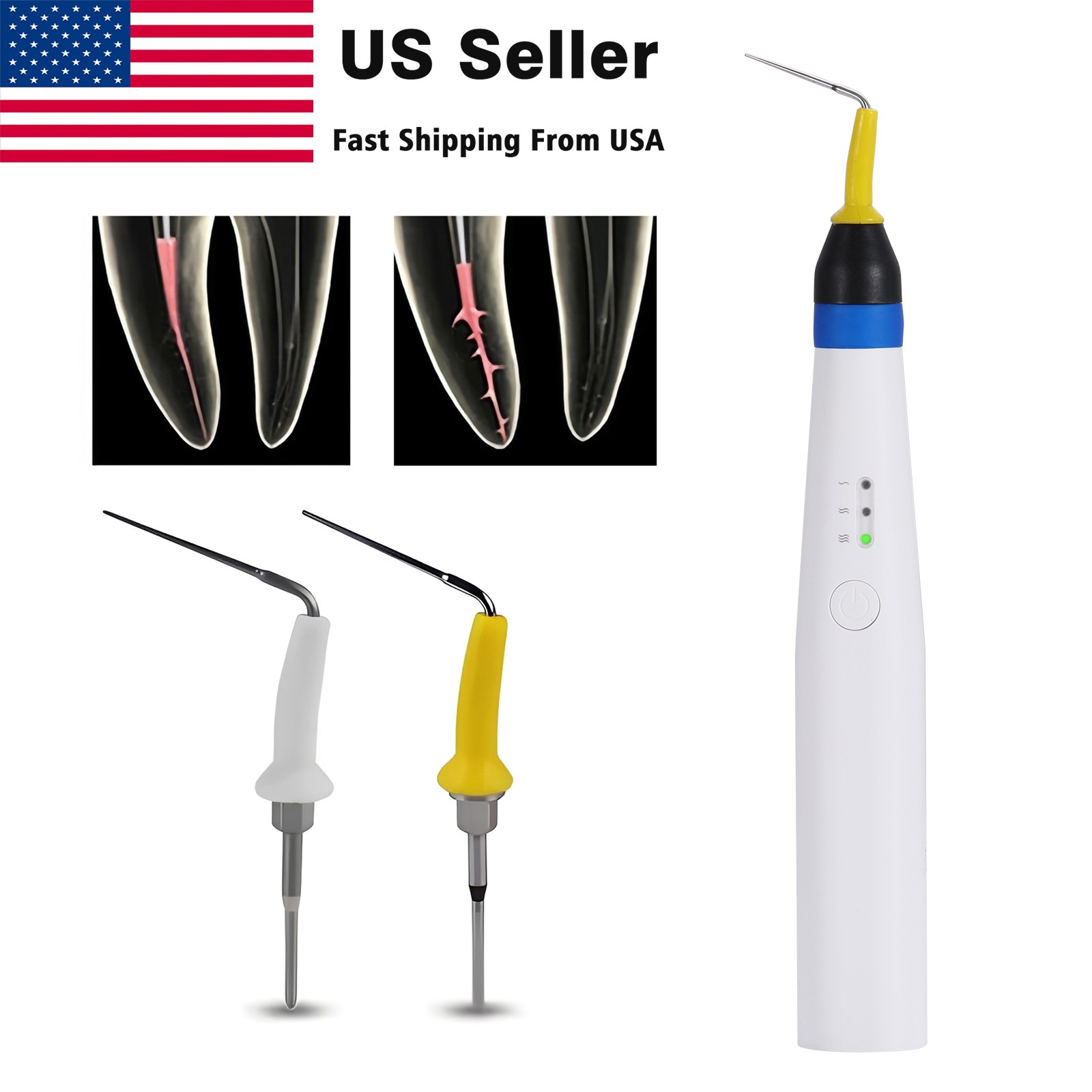 USA Dental Gutta Percha Obturation System Endo Heated Pen Cordless with 2Pc Tips
