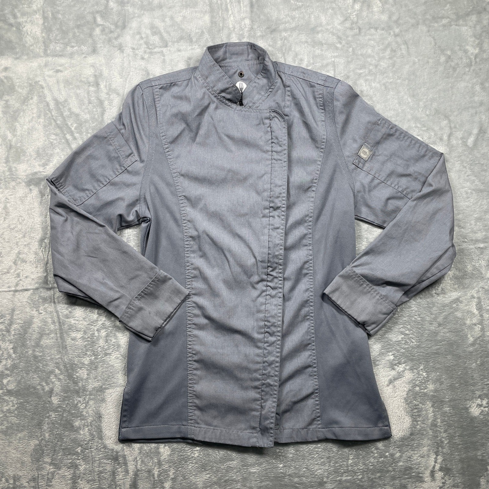 Two Chef Works Gray Chef Coat Kitchen Uniform Full Zip Long Sleeve Workwear Top