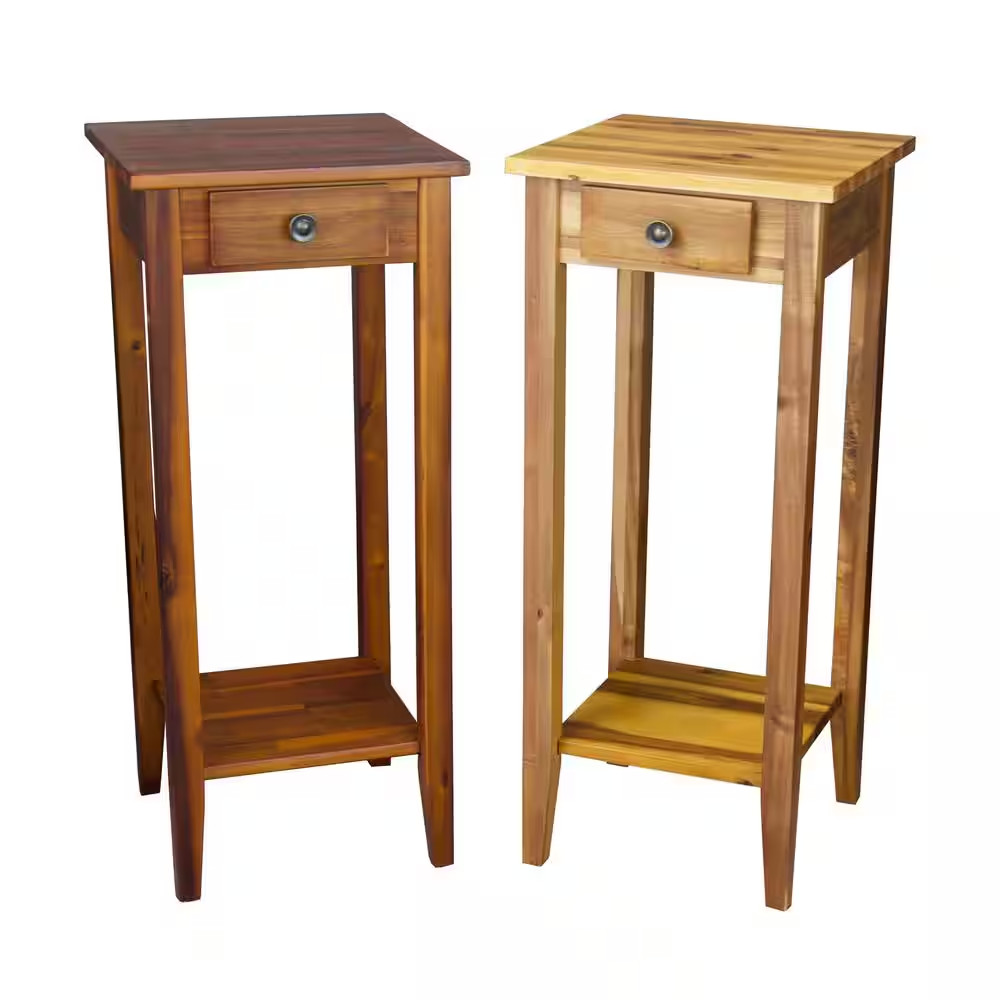 Solid Acacia Wood 27 In. Mahogany Plant Table