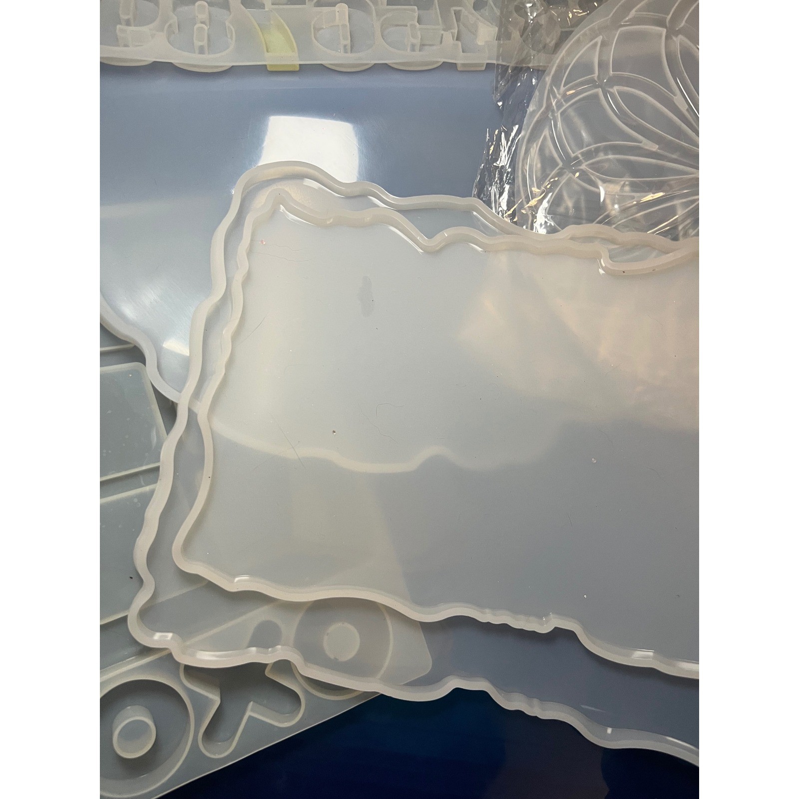 Large Silicone Resin Molds Lot Alphabet Tray Geode Coaster Epoxy Craft Set