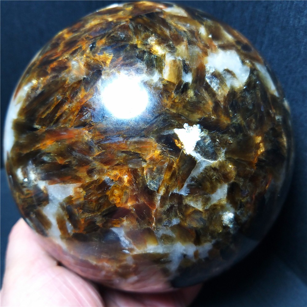 RARE 3200G Natural Brown Tourmaline Unicorn Gem Mica Symbiotic Stone Ball AC1013