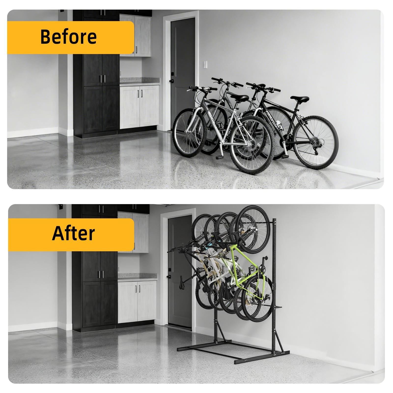 Garage Bike Rack,Freestanding Bike Storage Rack,5 Bikes Vertical Bike Storage...