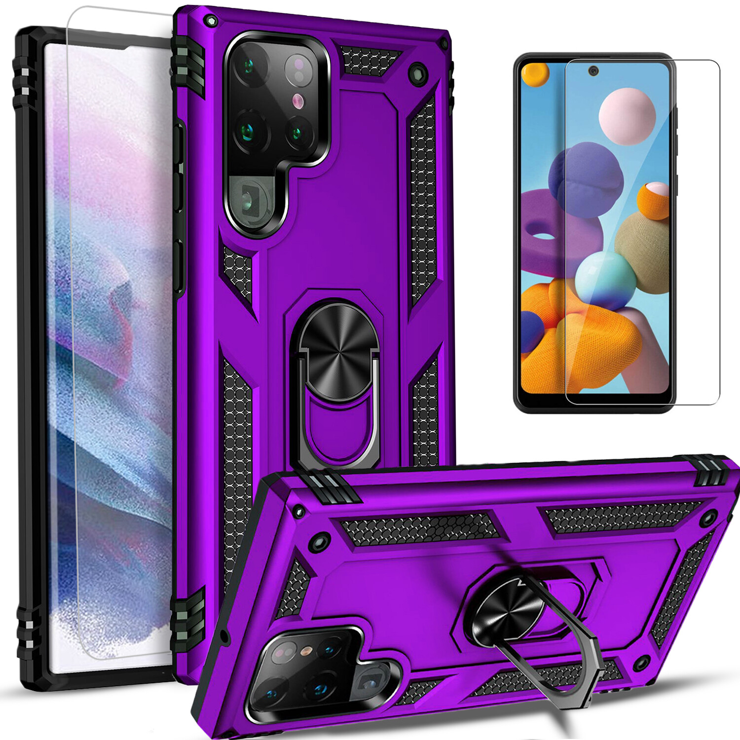For Samsung Galaxy S24 S23 Ultra S22 Plus S21 FE Case Phone Cover + Screen Glass