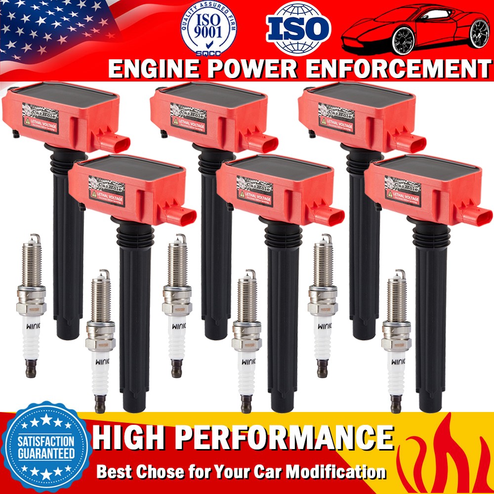 6 Pack Ignition Coil + 6 Spark Plug For 3.6L 2011-2025 Chrysler Dodge Jeep Ram