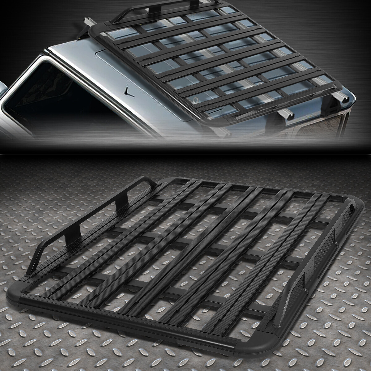 60"x 48"x 6"ALUMINUM ROOF RACK CAR/SUV CARGO BAG/LUGGAGE CARRIER BASKET BLACK