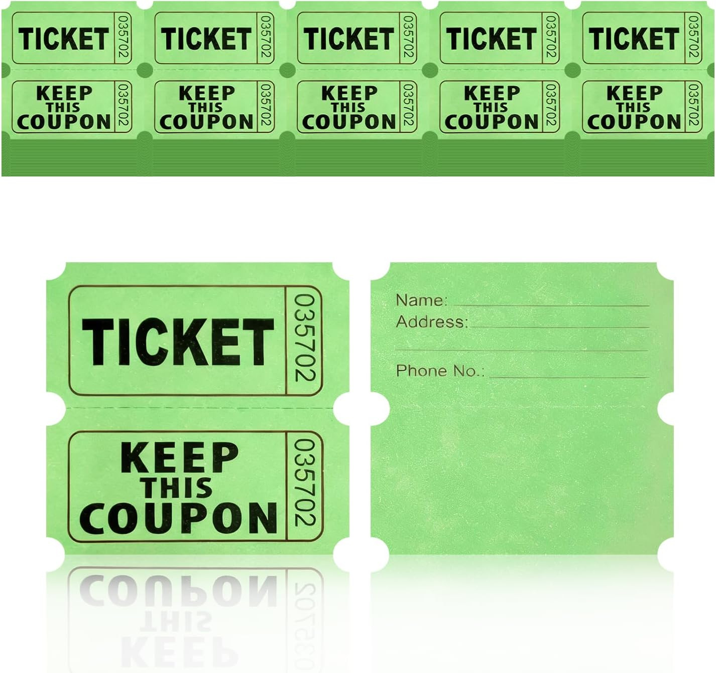 200PCS Double Roll Raffle Tickets-50/50 Raffle Tickets with Perforated Lines and