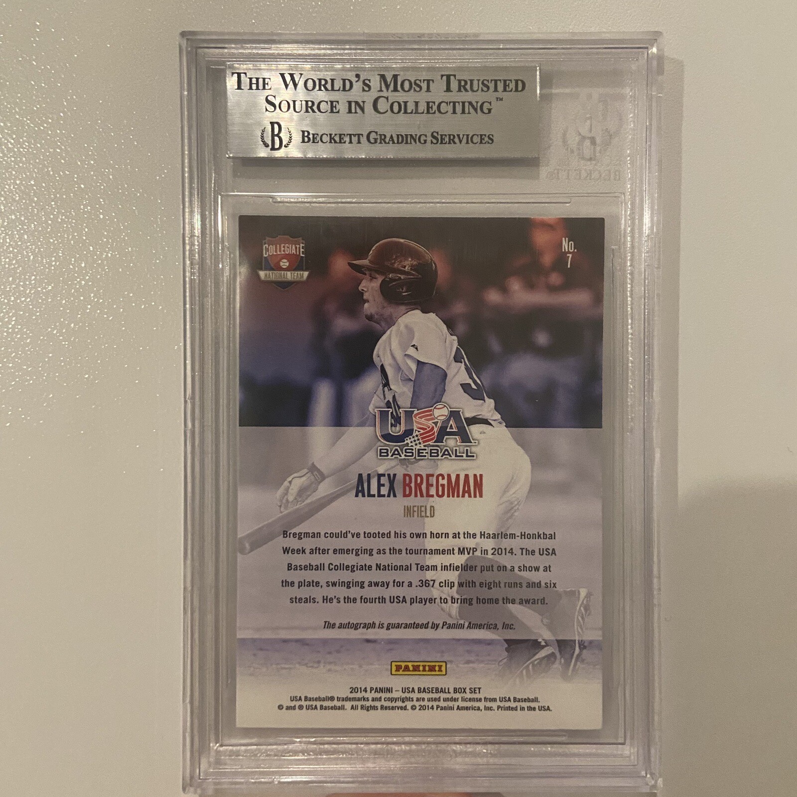 Alex Bregman 2014 USA Baseball Signed Autograph Beckett Slab COA Chicago Cubs
