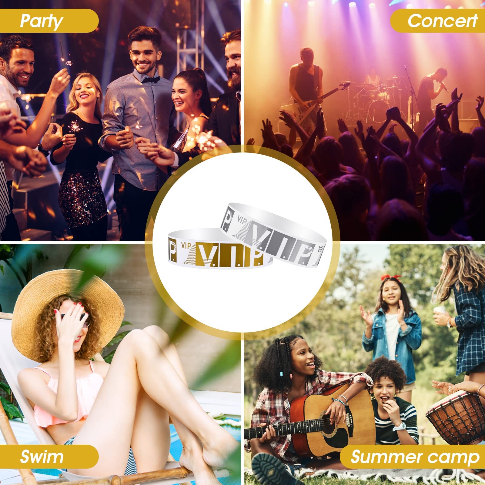 200 Pcs VIP Wristbands Waterproof Paper Bracelets for Events Party