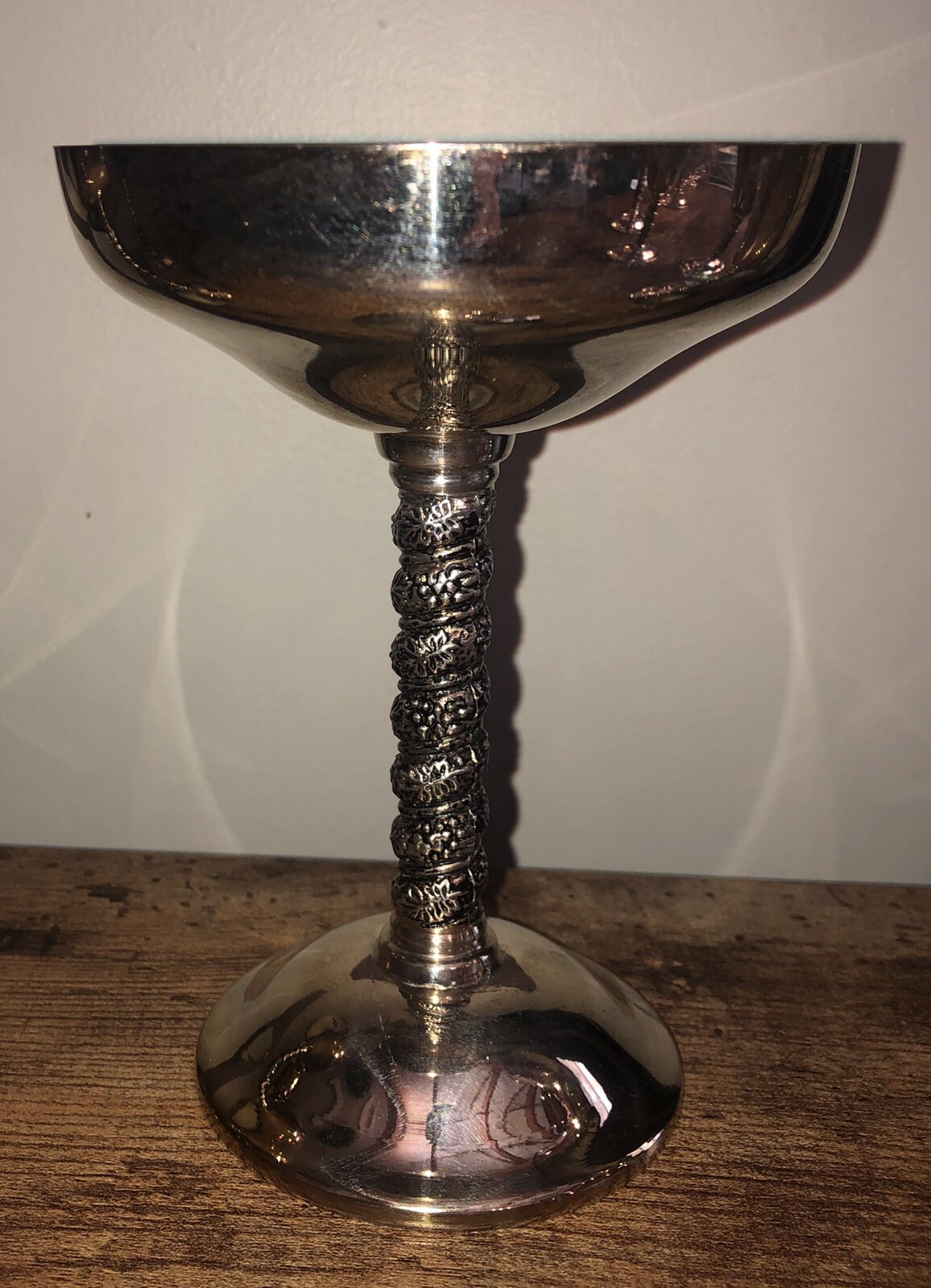 (12) Vintage Alfonso Lara Silverplate Wine Cups Goblets Spain Vine Twisted Stem