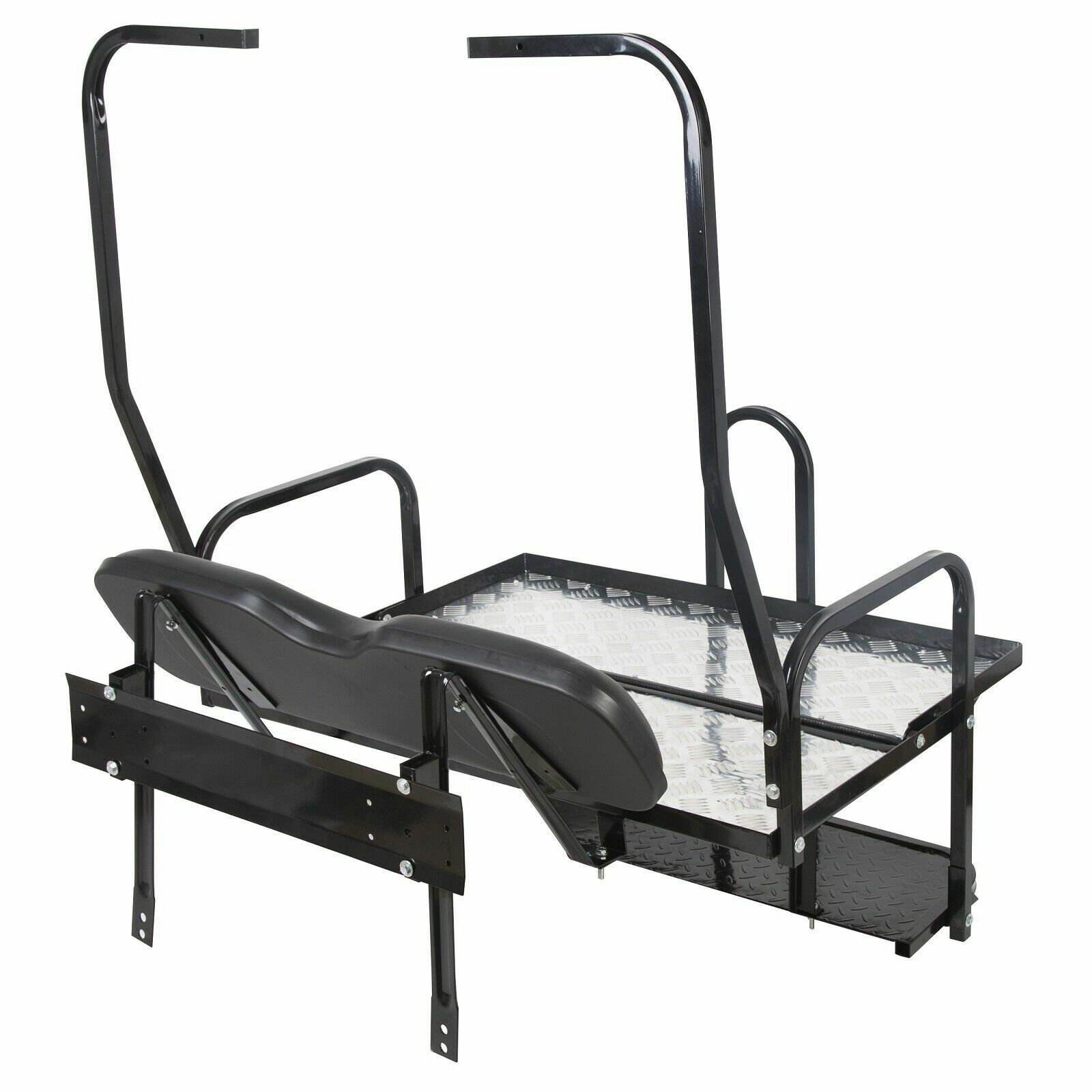 For 1982-2000 Club Car DS Golf Cart Flip Folding Rear Seat Kit w/ Grab Bar black