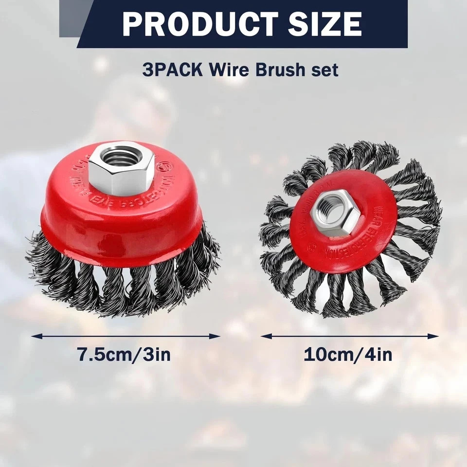 3 Pack Wire Wheel Brush for Angle Grinder, 4 Inch Angle Grinder Wire Wheel, W...