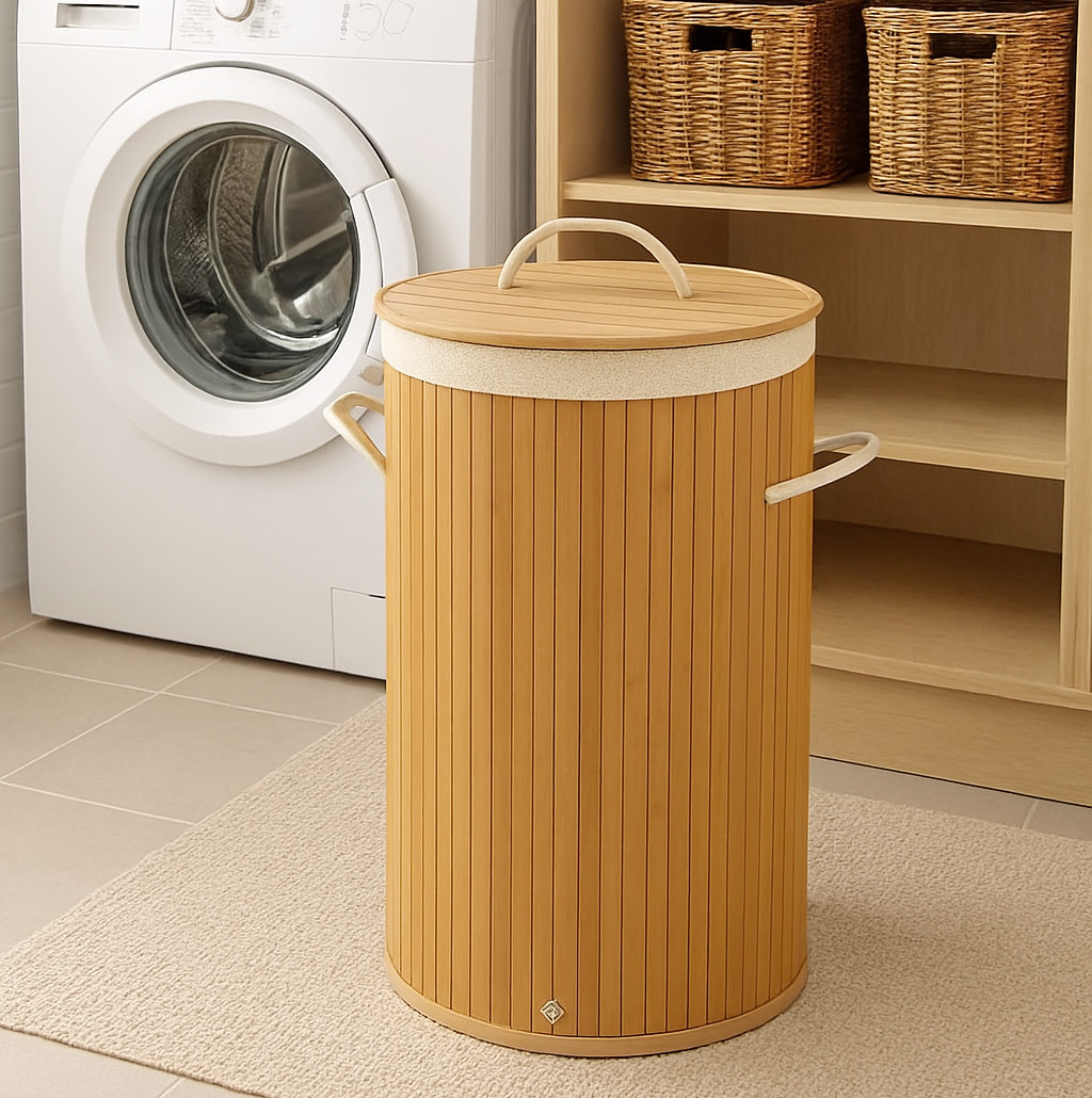 Natural Bamboo Foldable Laundry Basket Hamper