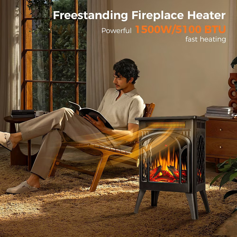 R.W.FLAME Electric Fireplaces, 1500W Infrared Electric Stove Heater,