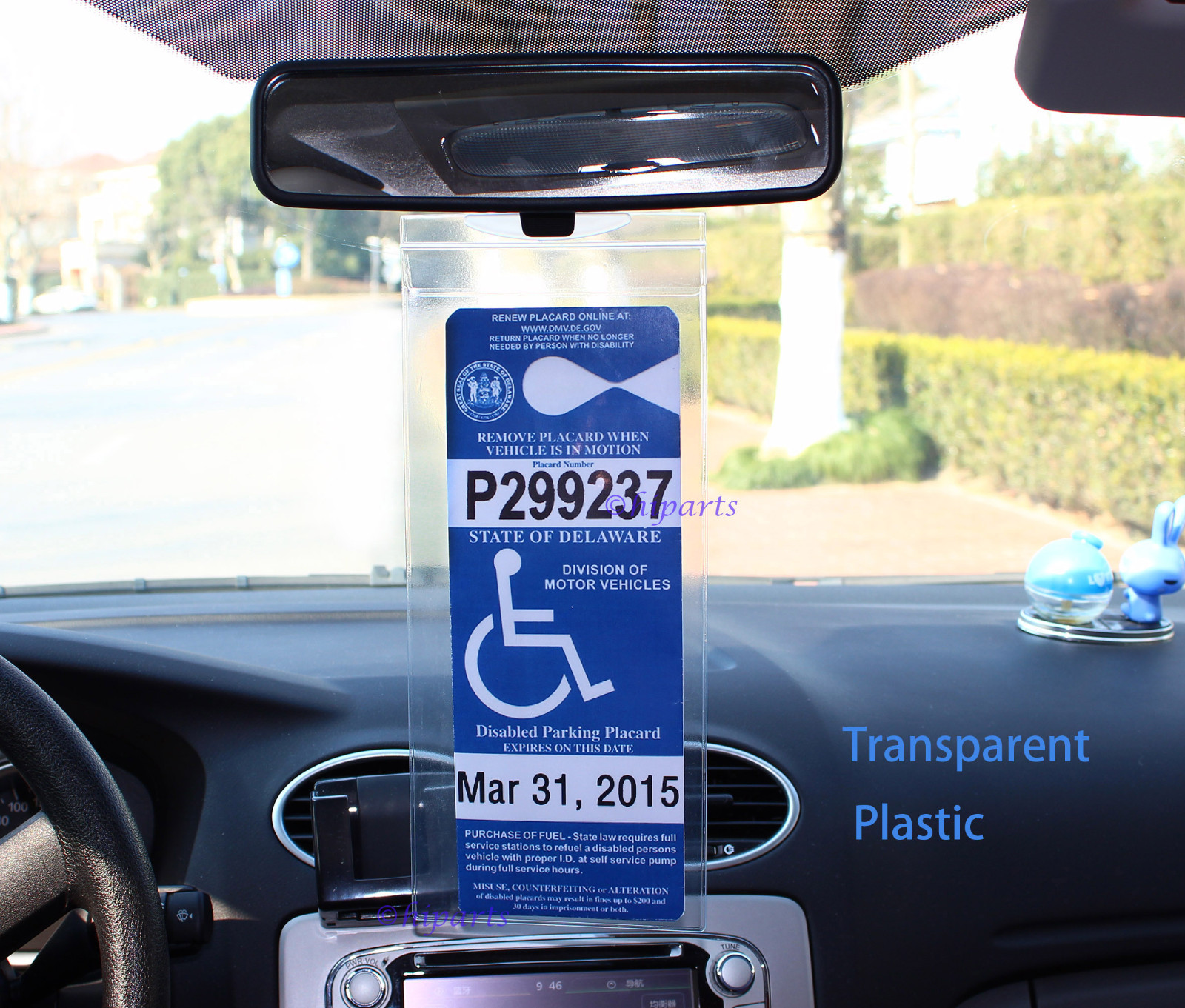 Handicap Placard Holder Disabled Parking Permit Protector Mirror Tag Sleeve Hang