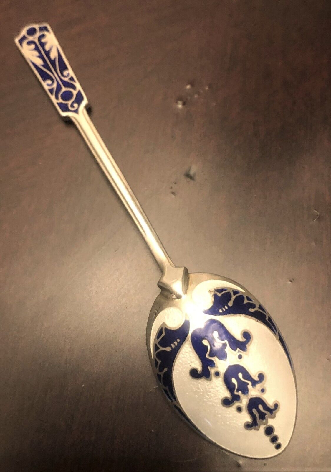 STUNNING Vintage Sterling Silver Enamel Art Deco Spoon Russian Style RARE
