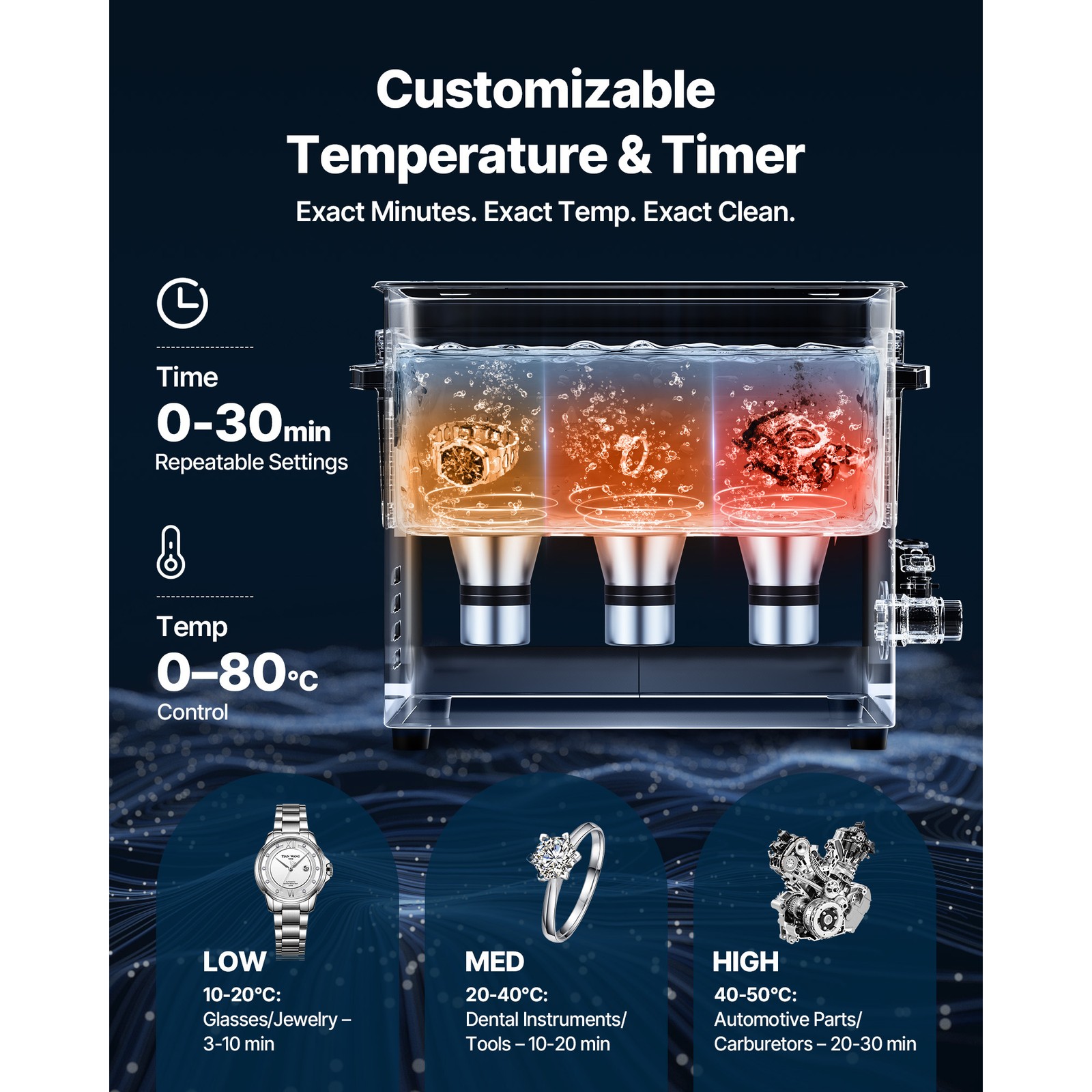 Uimoso 10L Ultrasonic Cleaner with Digital Timer & Heater Jewelry Cleaner 180W