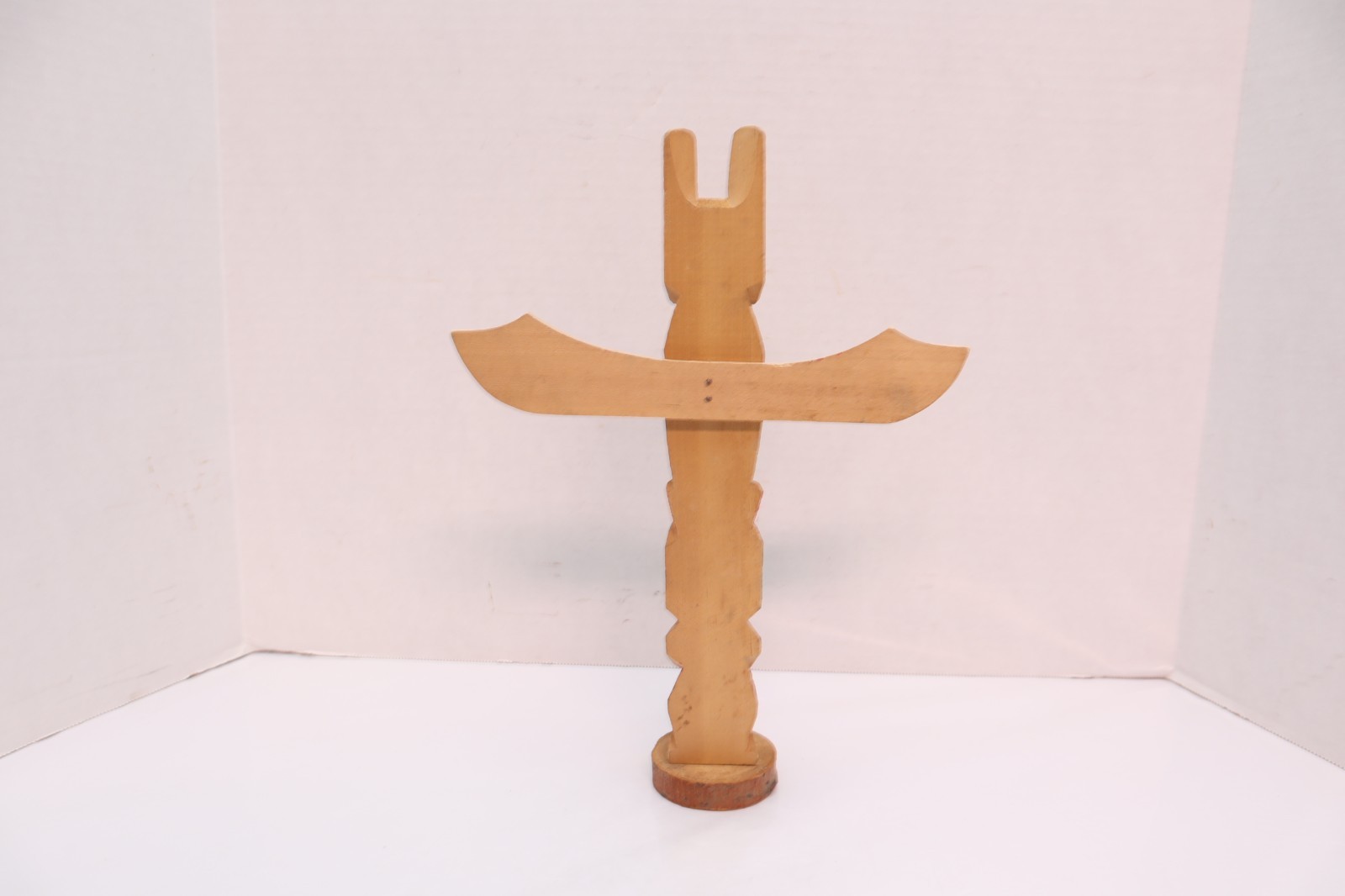 Vintage Northwest Coast Wood Carved Totem Pole 12.75" Tall Alaskan Sculpture