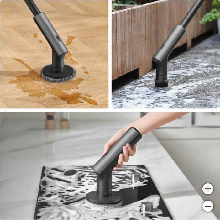 HOTO Cordless Spin Scrubber: 2.5 N·M torque, six brush heads, IPX7 rated