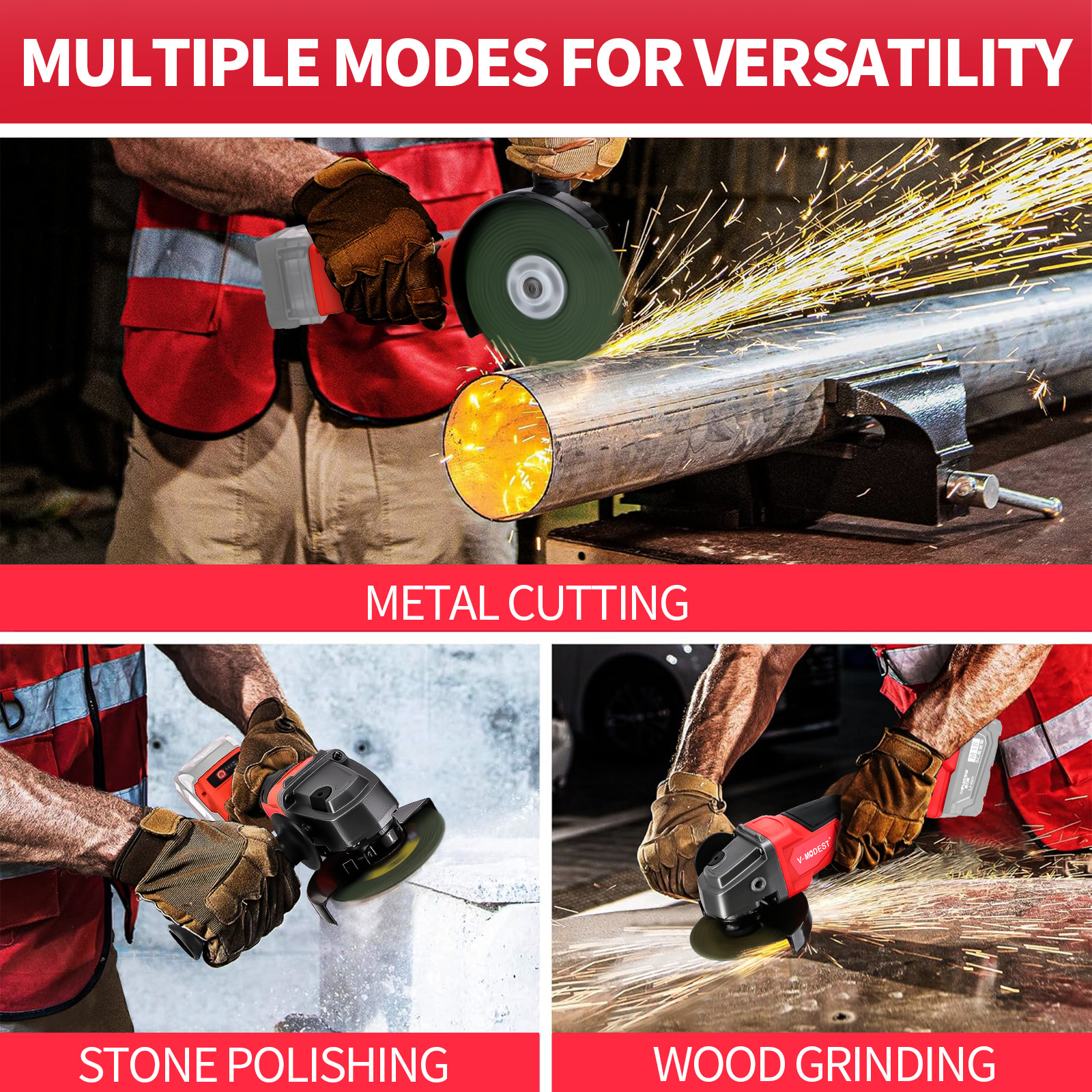 Cordless 4-1/2" to 5" Angle Grinder for Milwaukee M18 Battery Brushless 11000RPM