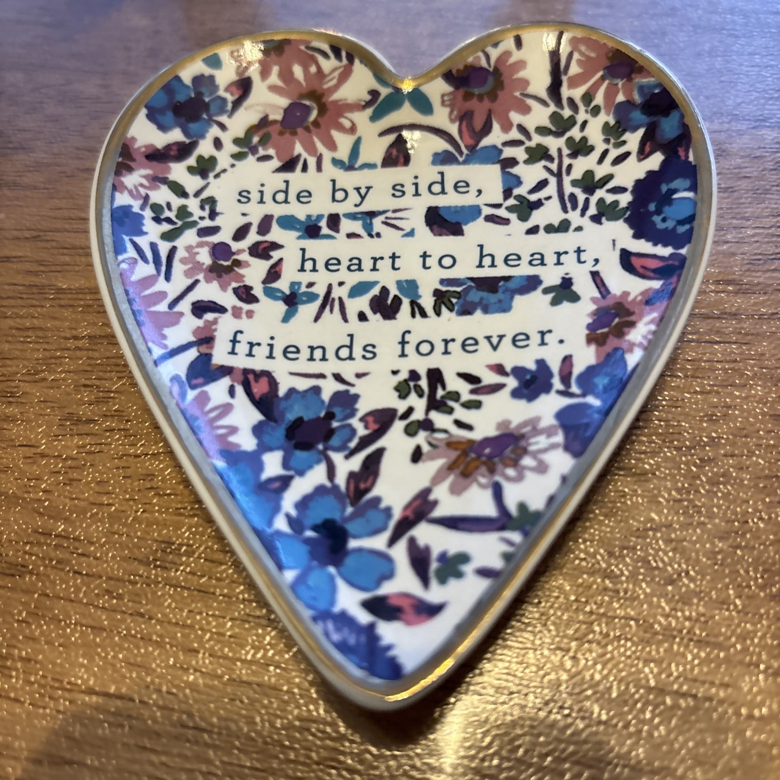 Demdaco - Side By Side Heart To Heart Friends Forever Heart Trinket Dish