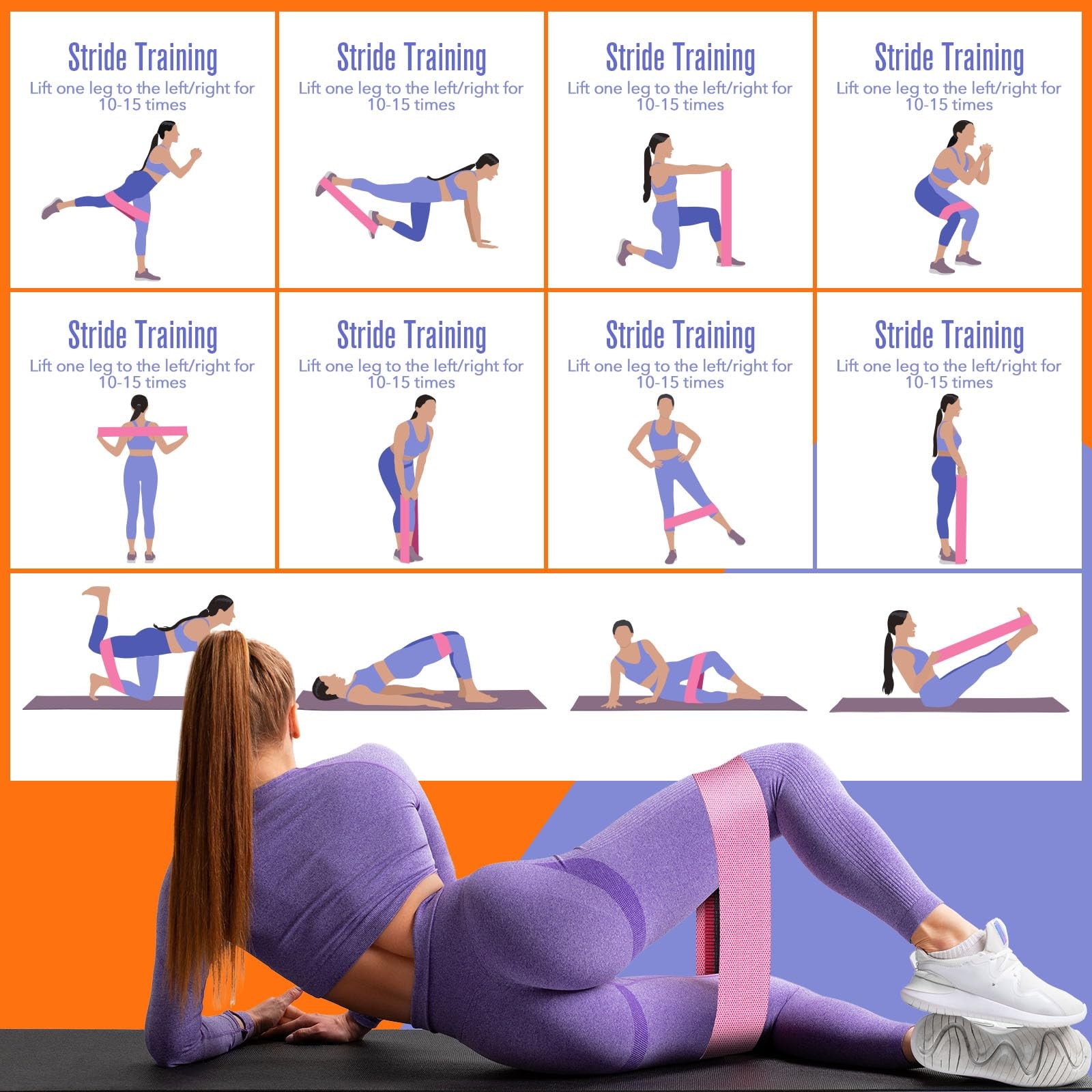 Fabric Resistance Bands Set – Booty Bands for Legs & Glutes, 3 Resistance Lev...