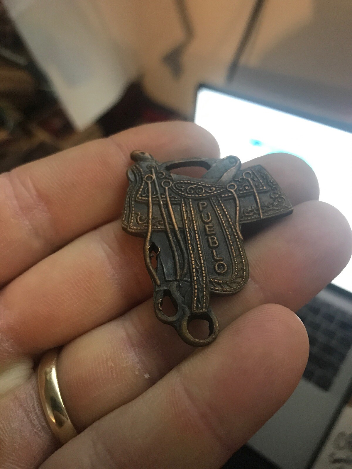 Saddle Pocket Watch FOB Cowboy Ranch KEYCHAIN Horse Pueblo Colorado Rodeo METAL