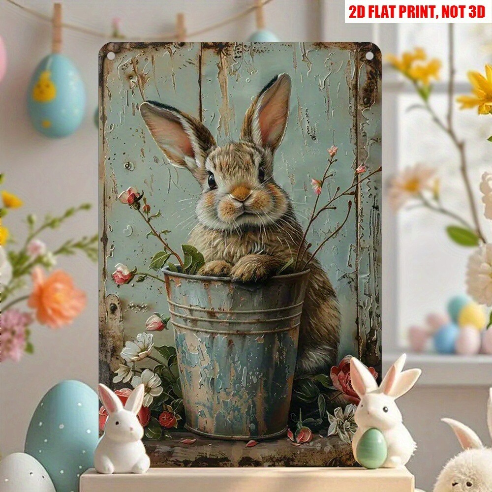 Bunny Rabbit Easter Decoration Vintage Style Bunny Sign Rustic Rabbit Wall Art