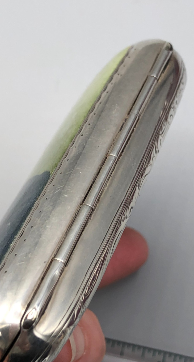 Antique English Sterling Silver hinged Cigarette or Card Case 3 5/8" x 2.75"