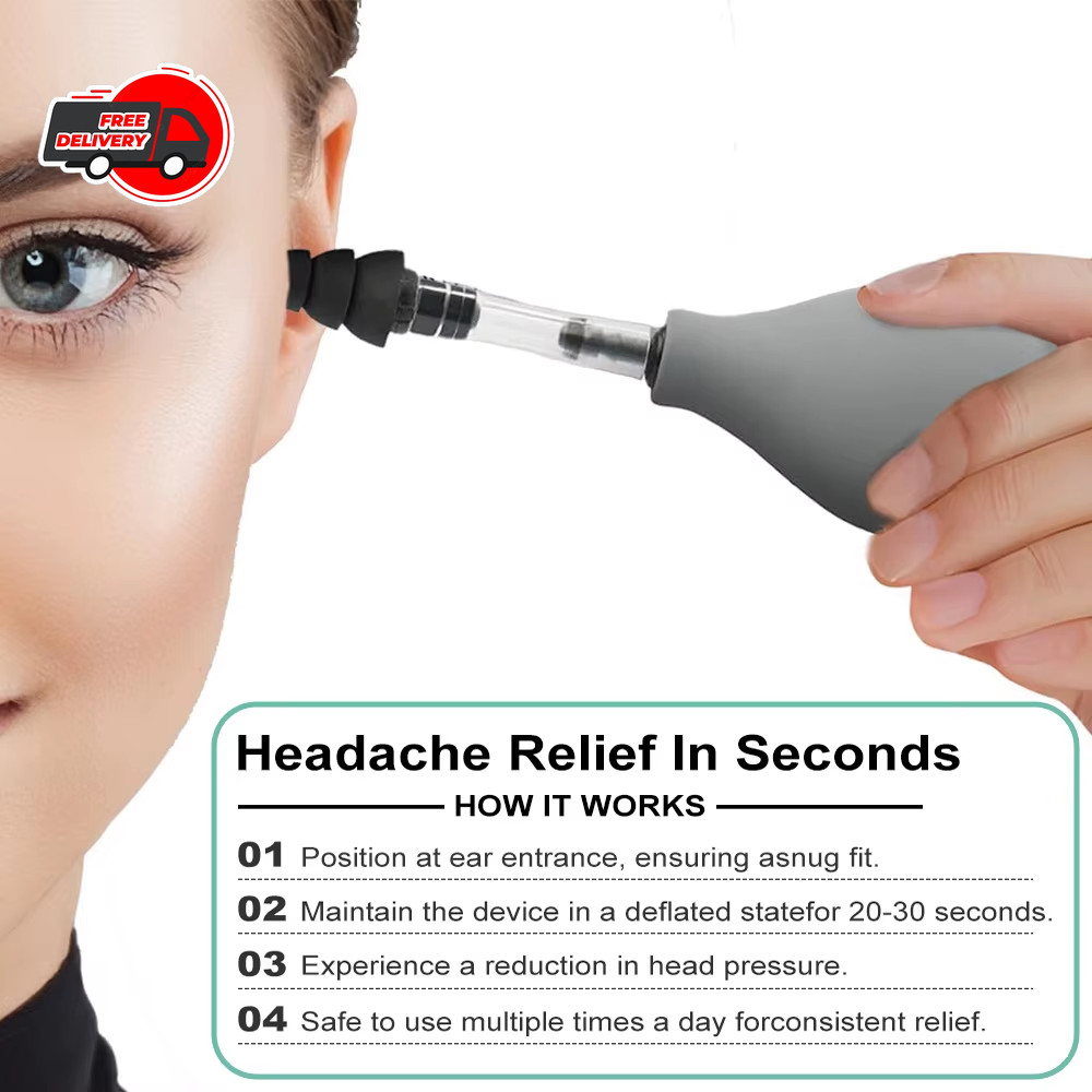 Portable Ear Pressure Suction Device Inner Ear Relief Tool with Earplugs Headach