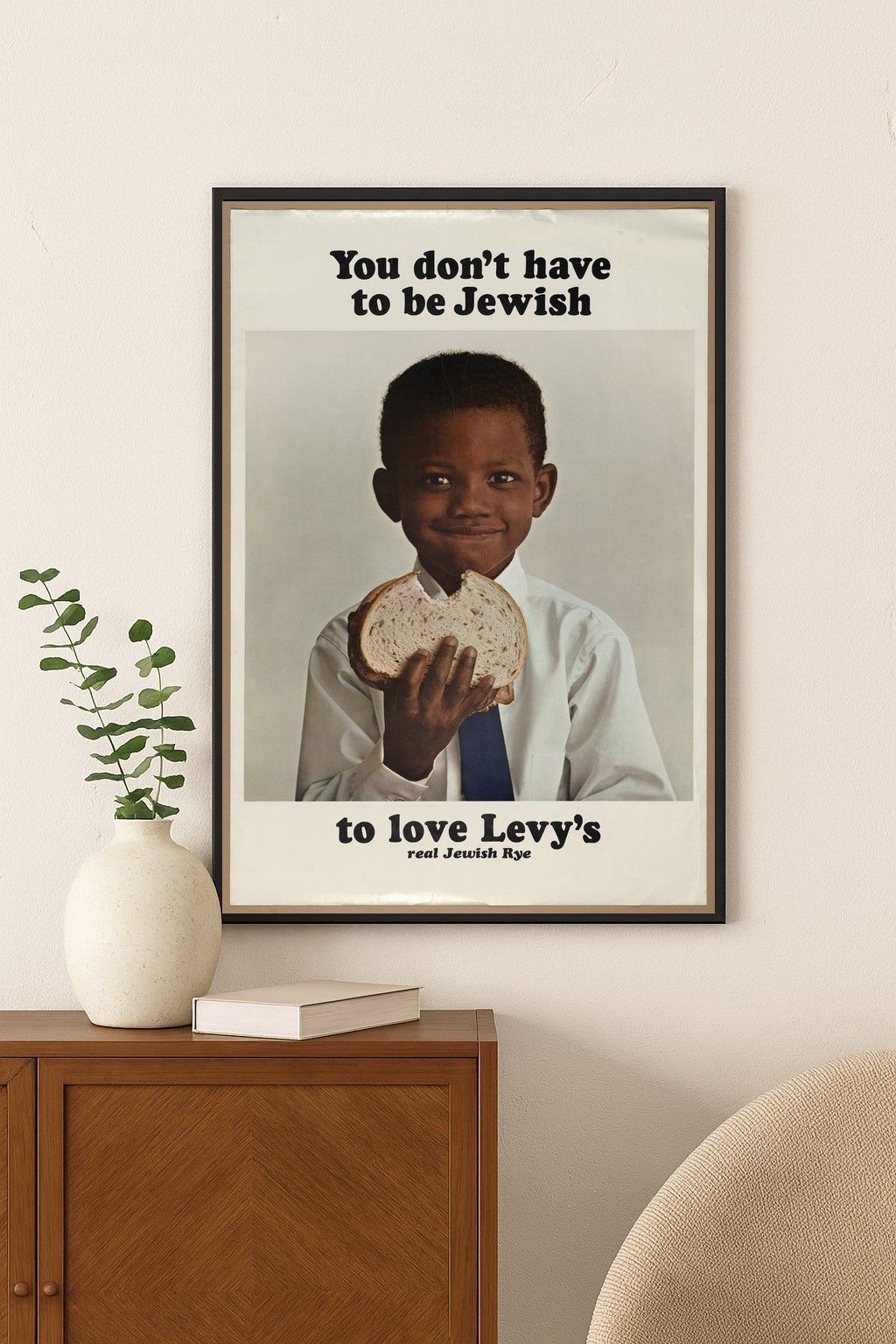 🍞 Vintage 'You Don't Have To Be Jewish' Levy's Rye Bread Poster - Retro Decor
