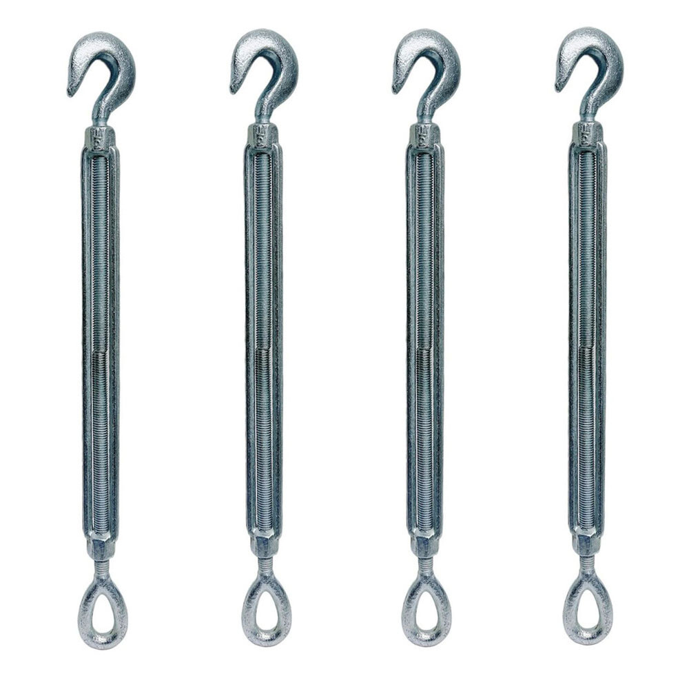 4 Pc 1/2" x 12" Hook Eye Galvanized Turnbuckle Drop Forged 1500 Lb WLL Hook Eye