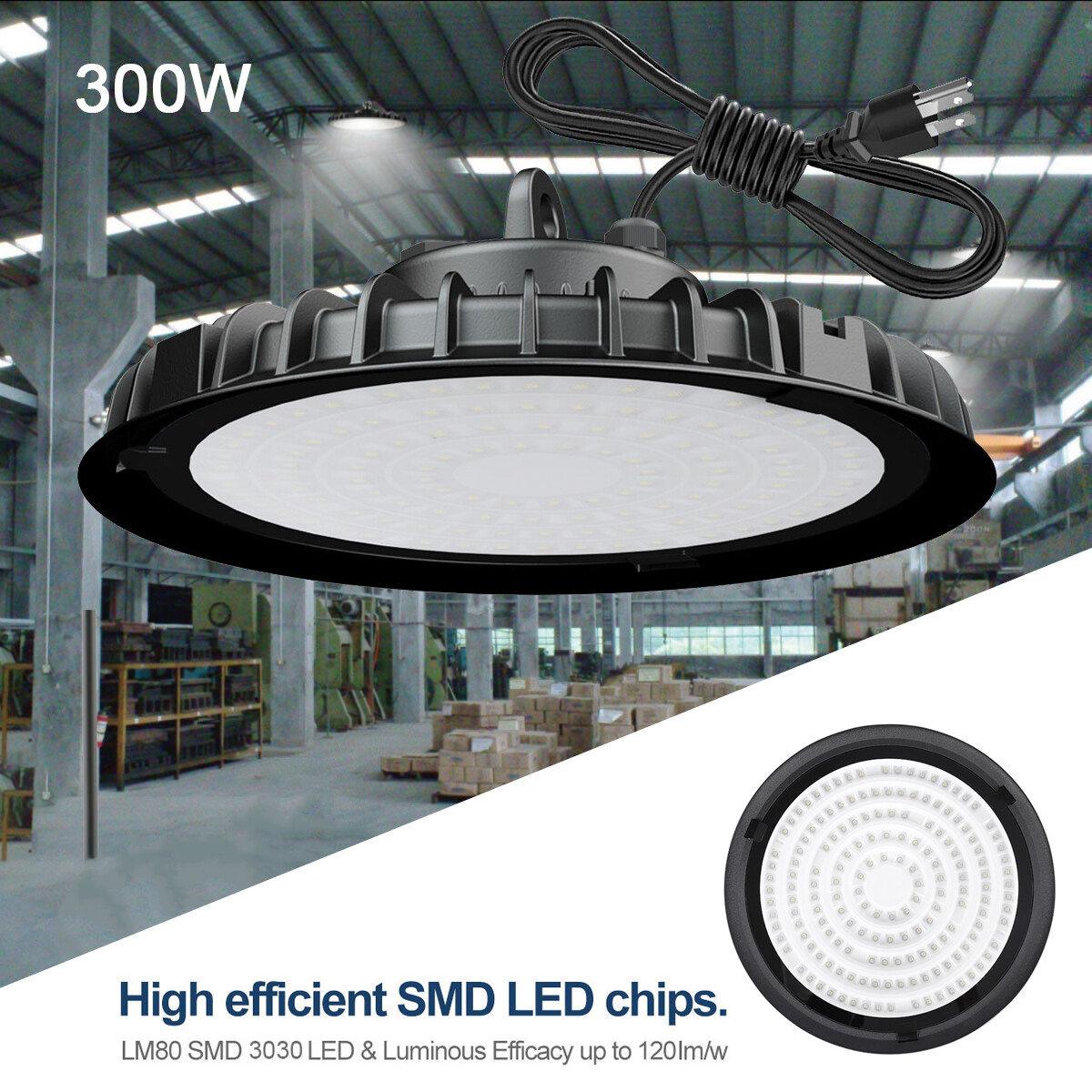 10Pack 300W UFO Led High Bay Light 300 Watt Shop Gym Industrial Commercial Light