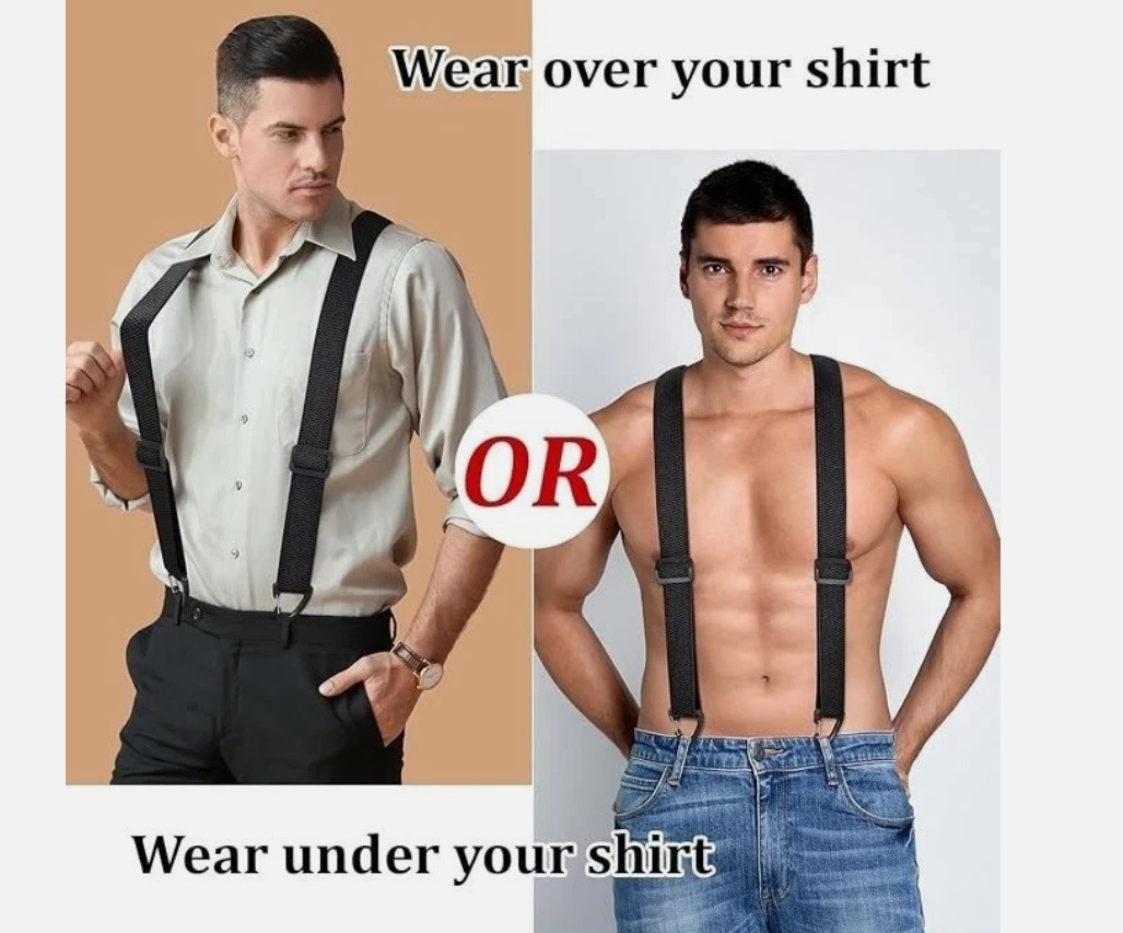 Suspenders for Men Heavy Duty, X Back Hidden Suspender 1.5 Under Clothing