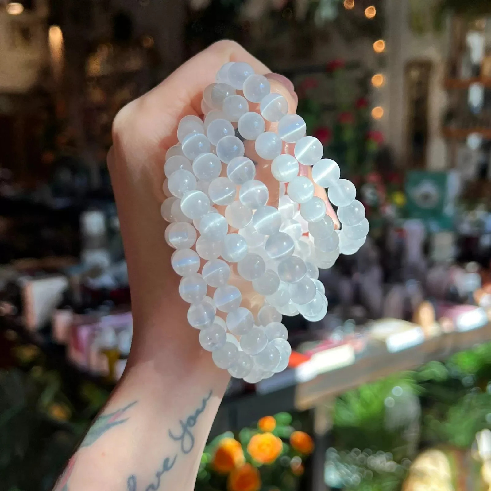 Wholesale 3Pcs Selenite Crystal Healing Stretch Bracelet 8mm Beaded Gemstones