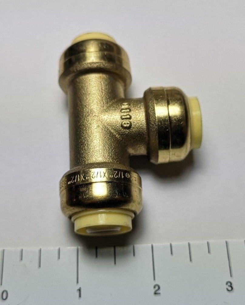 PUSH FIT TEES 1/2" X 1/2" X 1/2" (10 PIECES) - LEAD FREE BRASS