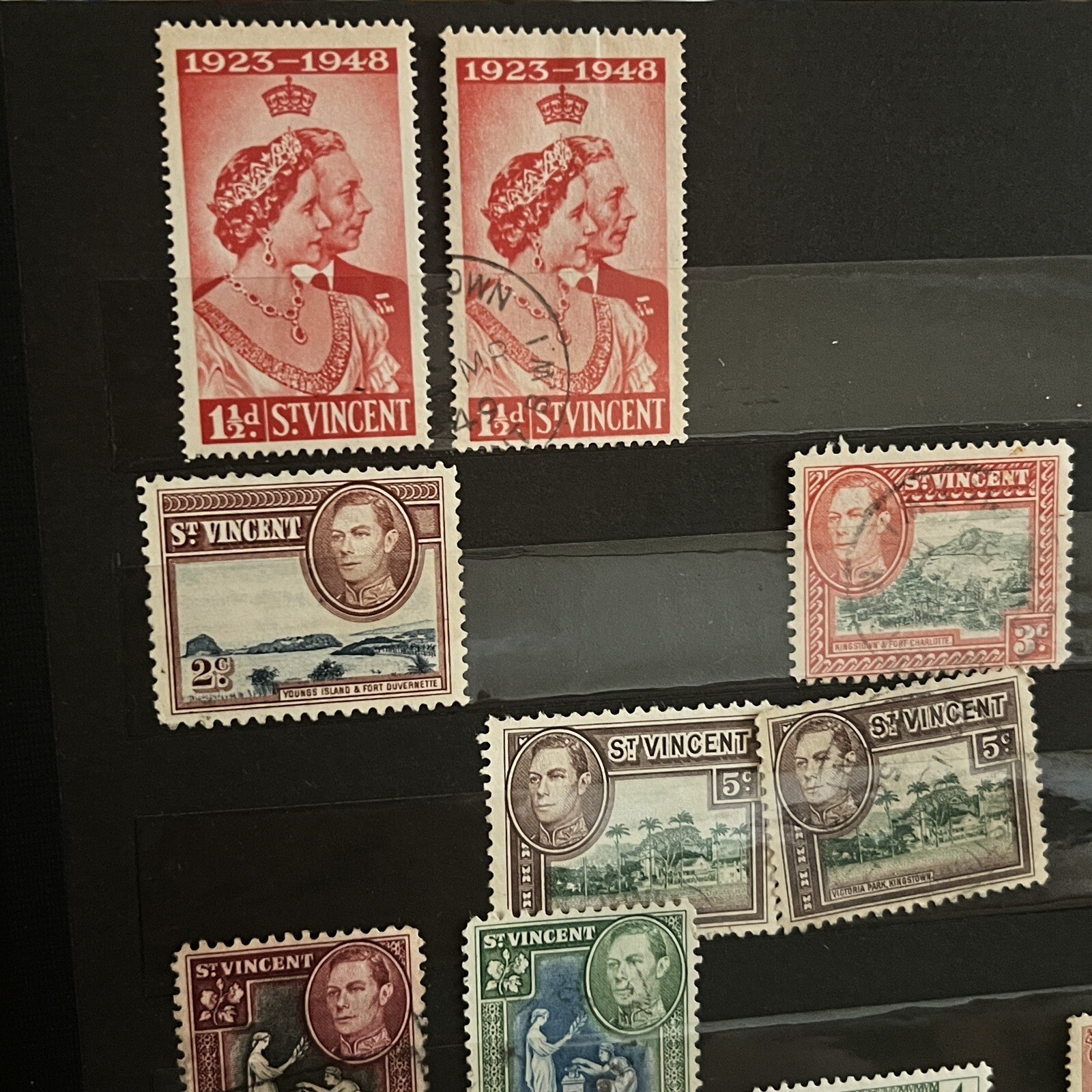 ST. VINCENT M&U STAMPS IN STOCK PAGE QUEEN ELIZABETH KING GEORGE 6 CORONATION