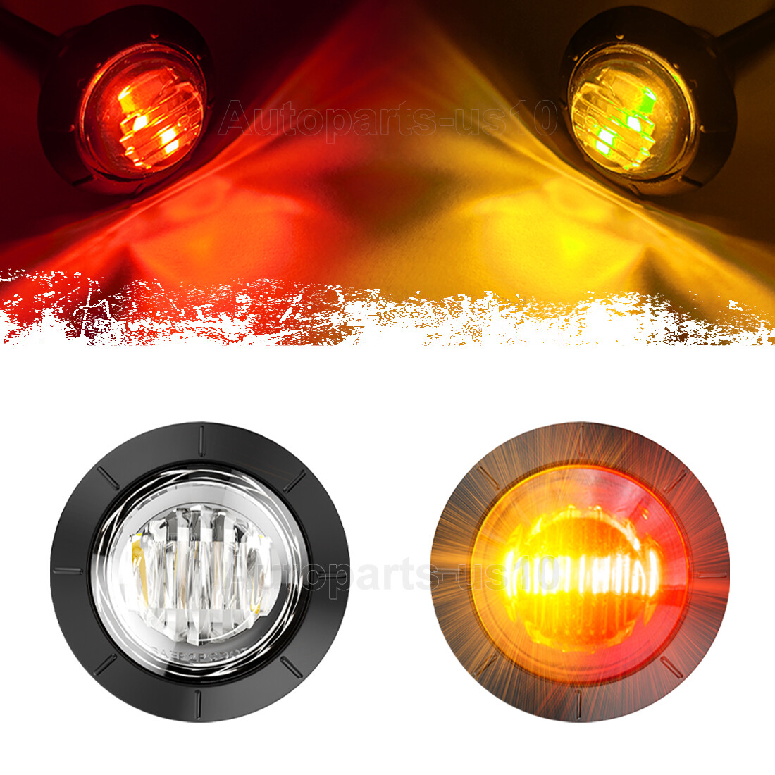 Dual Color LED Marker Lights Round 3/4"Truck Trailer Side Clearance Light Bullet