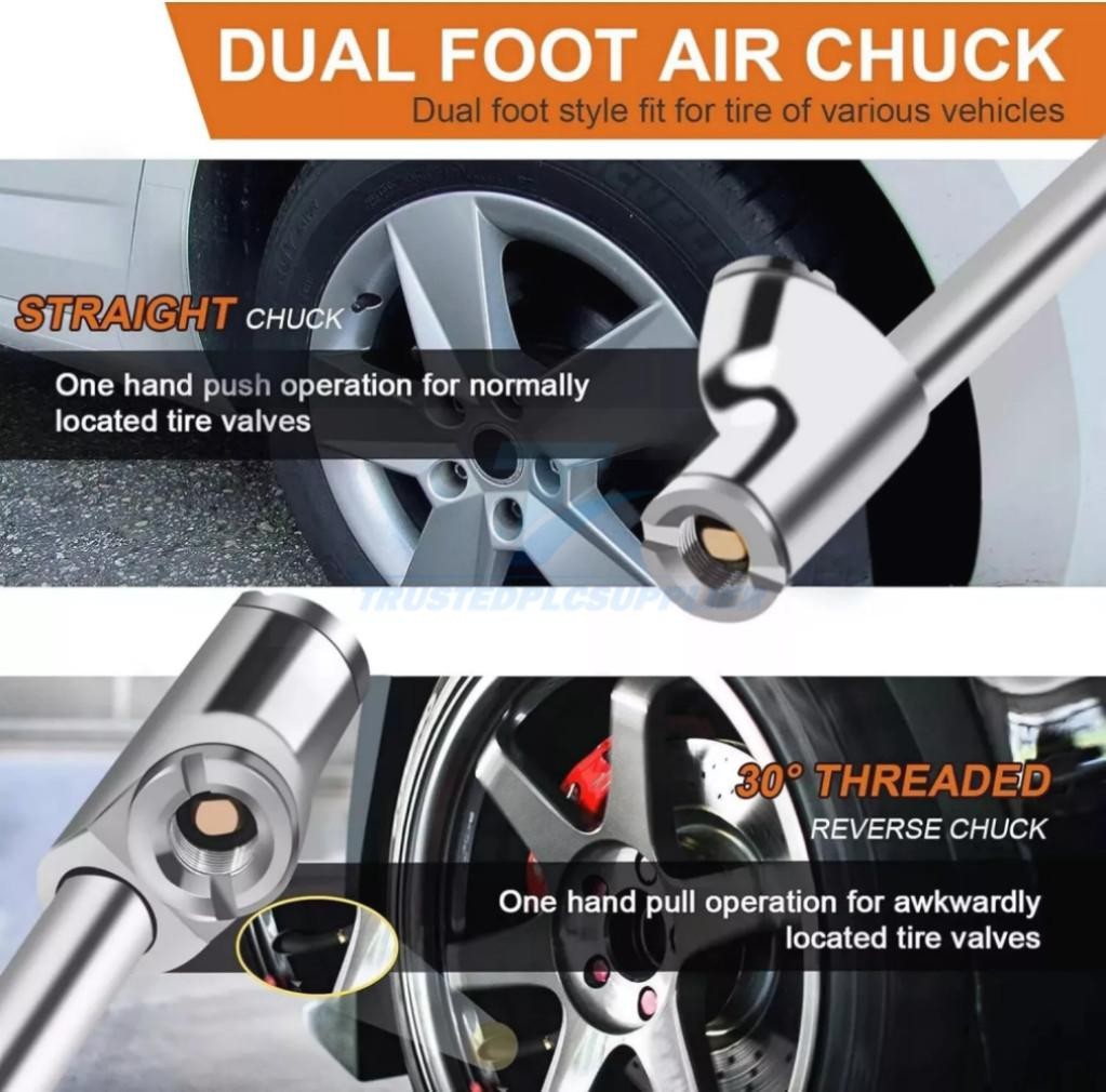 2*Dual Head Air Chuck 1/4" FNPT Straight Foot Lock On Truck RV Tire Inflate Chuc