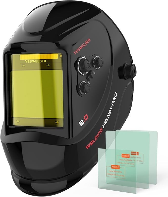 YESWELDER Solar Auto Darkening Helmet 4 Sensors 3.93"x3.66" TIG/MIG/Arc/Grind