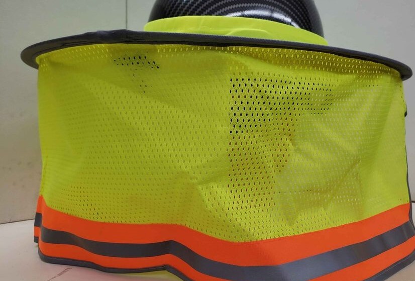 FX SAFETY HARD HAT NECK SHIELD HELMET SUN SHADE HI VIS REFLECTIVE STRIPE