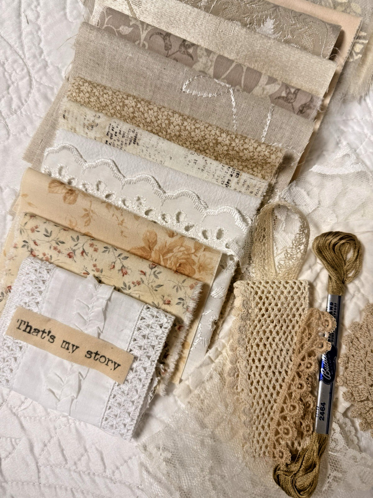 Slow Stitch Maker Neutrals Bundle – Vintage Fabric & Lace