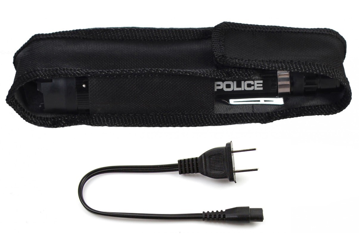 POLICE Stun Gun 1159 700BV Heavy Duty Metal Rechargeable LED Flashlight