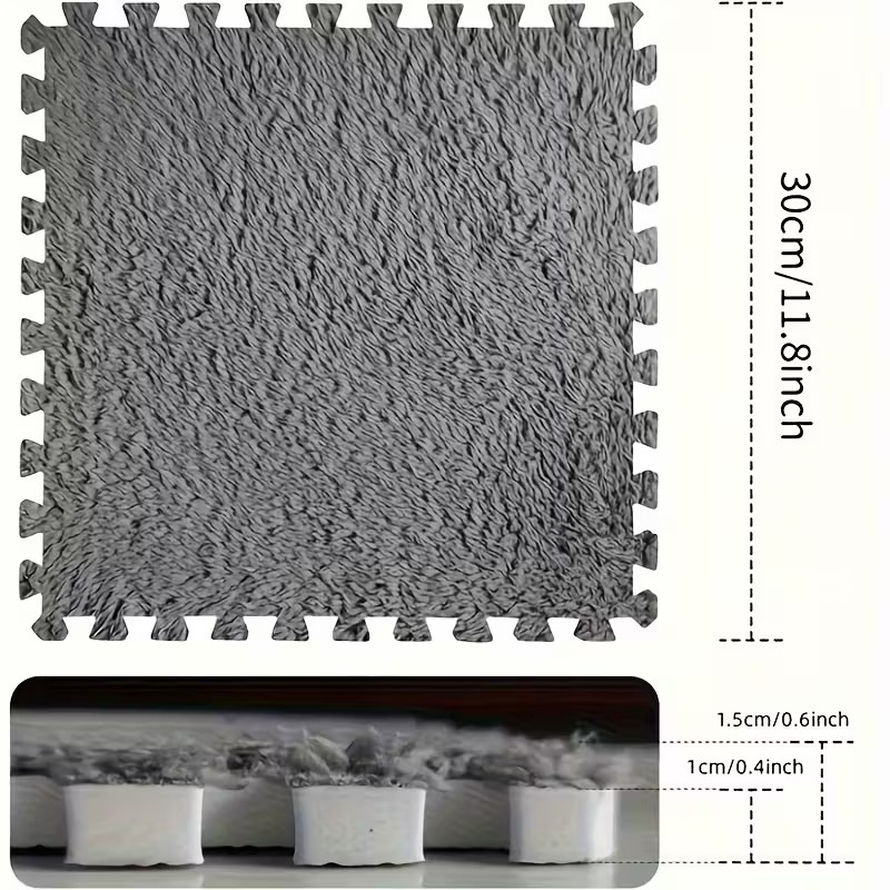 20Pcs 11.8"x11.8" Plush Interlocking Carpet Tiles, Anti-Slip Puzzle Mat for Kid