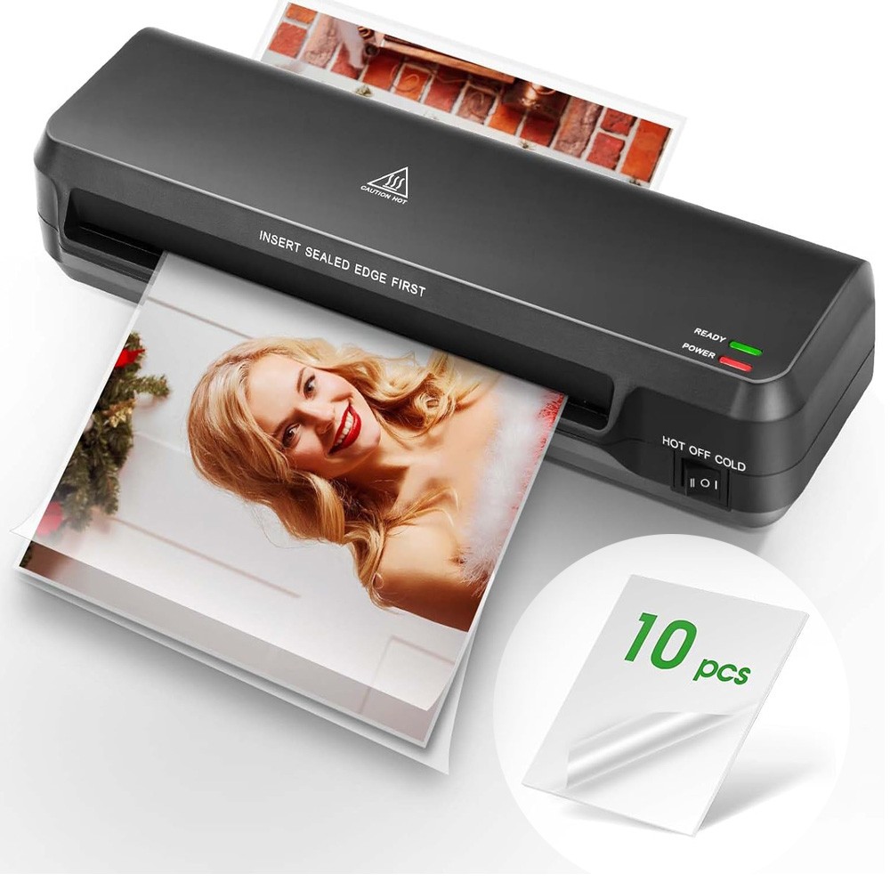 A4 Thermal Laminator Machine with 10 Laminating Sheets for Home Office School