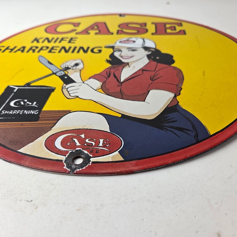 Vintage Case xx Knives Sign - Porcelain Service Station Store Advertisement Sign