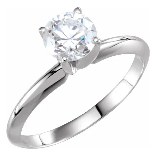 14K White Gold Round 4 Prong Ring Head Setting Pre-Notched Solitaire Mount USA
