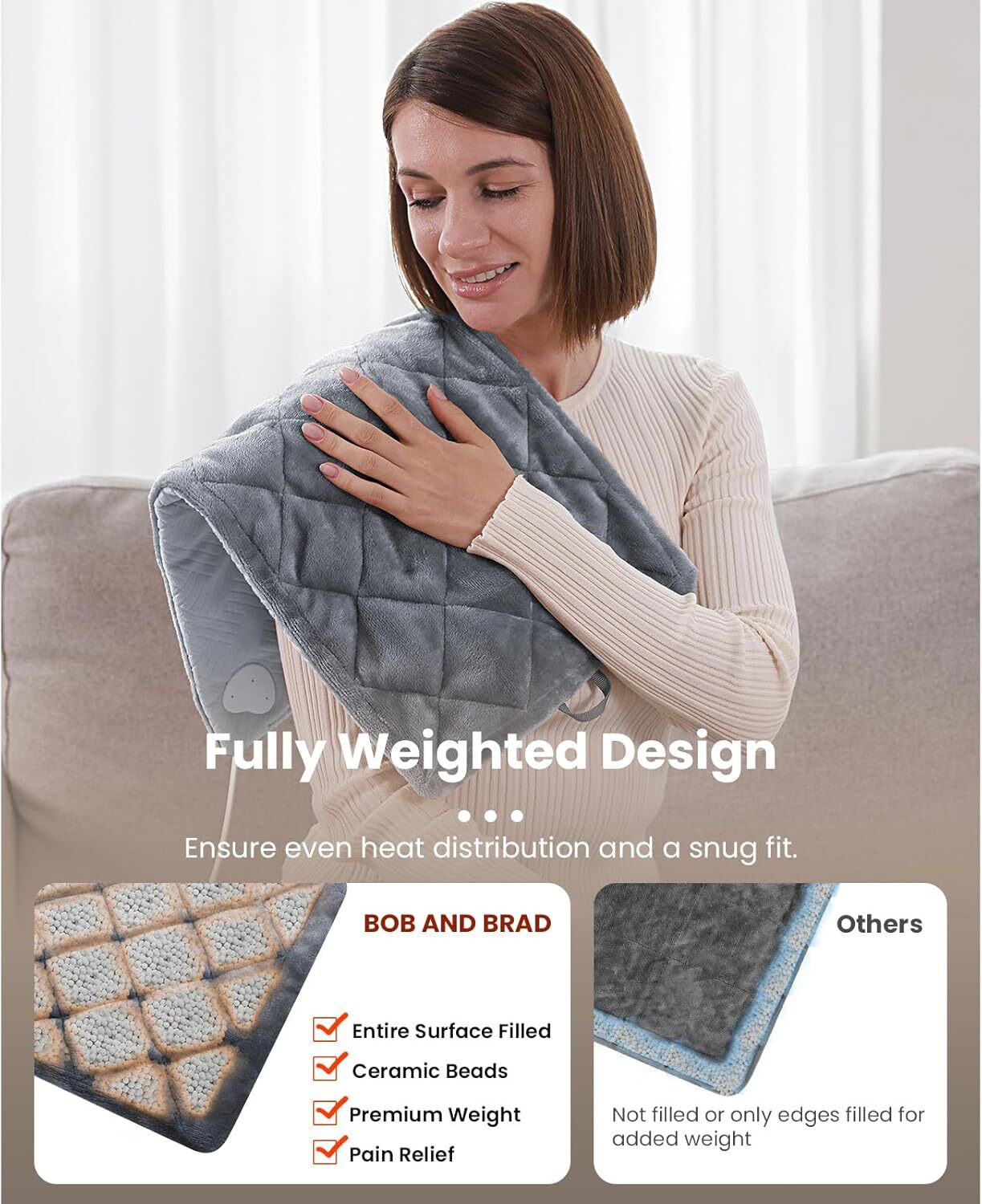 BOB AND BRAD Heating Pad with Heat Far Infrared Therapy Back Pain Relief FSA HSA