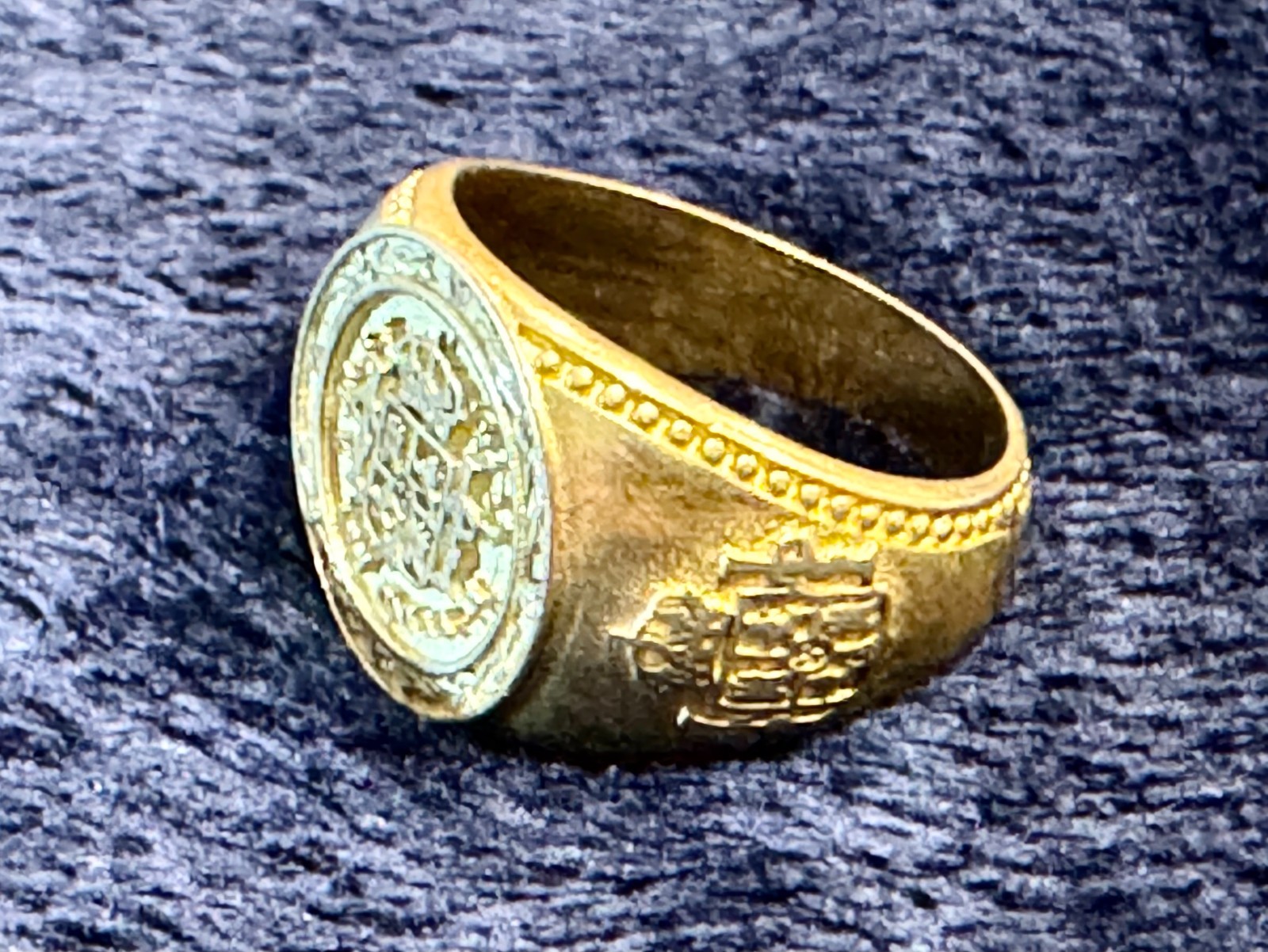 Costume Signet Style Rings - Lot of 2 - Spanish Coat of Arms & Dollar Sign