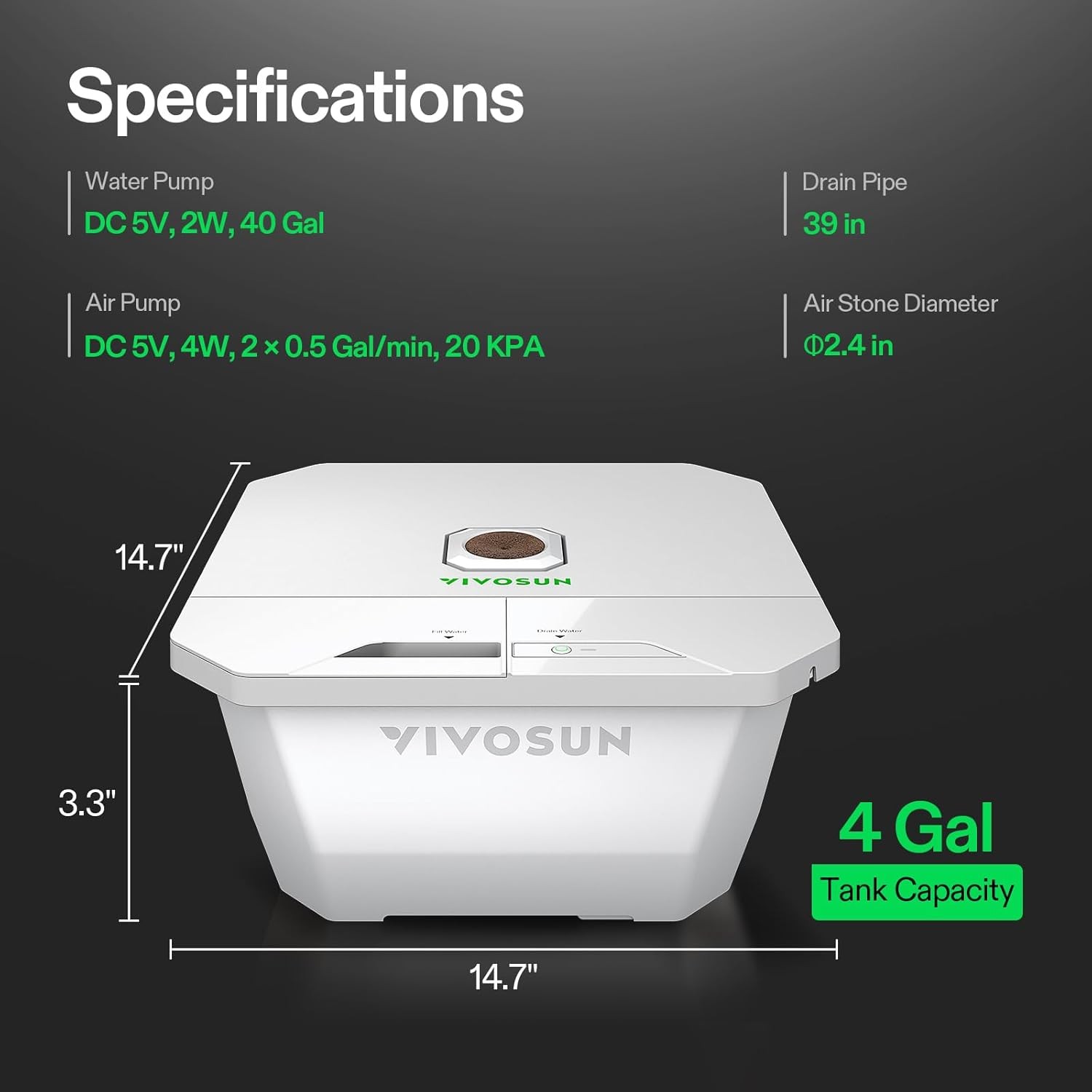 VIVOSUN VGrow DWC Hydroponics System Kit, Only for VGrow Smart Grow Box
