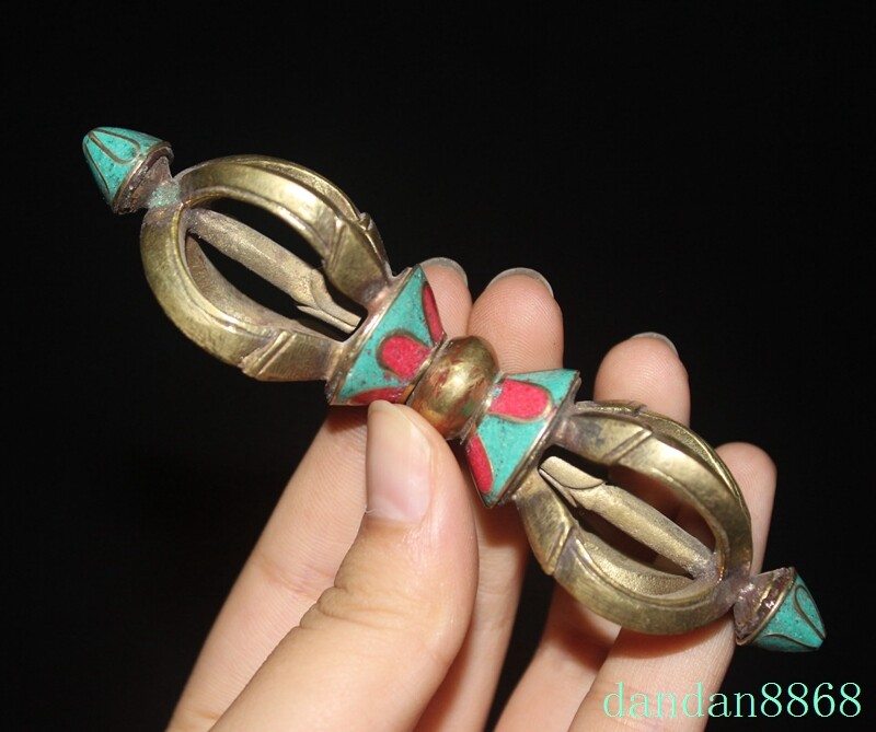 4.4" Tibetan Buddhism temple bronze Gilt Vajra Dorje Phurpa Exorcism Talisman